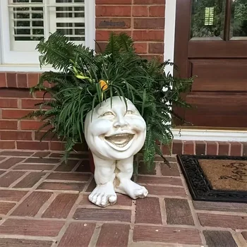 Тенджери Muggly's The Face Statue Planter - ще Добави малко забавно да Си двор, ферма или пътека за декориране на всекидневна, домашен декор
