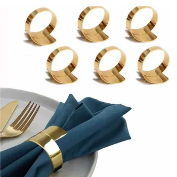 Притежателите 1бр алуминиеви пръстени за салфетки салфетка метални катарами за хотели банкет сватба събитие Коледен маса за хранене украса 