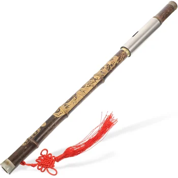 Бамбук скулптура Духов инструмент Bawu Китайска флейта с клавиша F Вертикален удар Bawu
