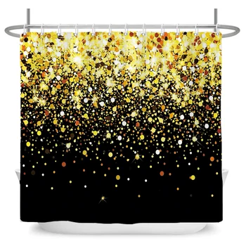 Черно-Златната Звезда блести завеса на абстрактното изкуство, Модерна баня завеси с геометричен модел вана завеса за баня Декор