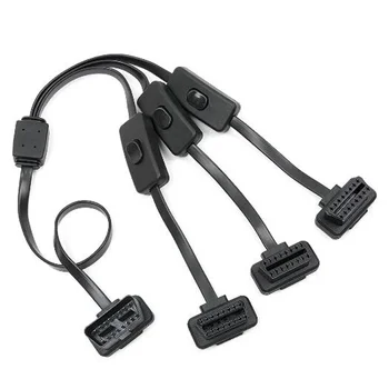 Удлинительный кабел Пълен 16-пинов Сплитер 1-3 с ключа obd obd2 Y-кабел Мъжки Трехпортовый женски wifi скенер ELM 327 V1.5