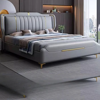 Луксозна двойно легло Nordic с дървени чекмеджета King-Size, рамка таблата, двойно легло, спящата момиче, мебели за спалня Cama Matrimonio