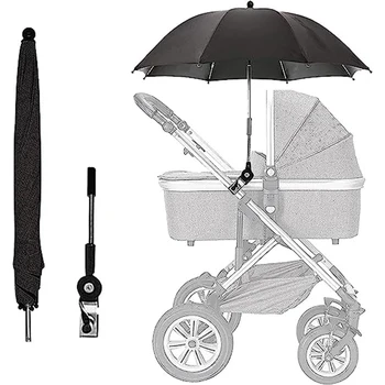 Чадър за детска количка, козирка, водоустойчива универсален чадър с клипс, регулираща се на 360 градуса защита от uv Количка
