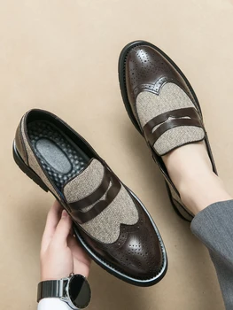 Лоферы в италианския джентльменском стил, мъже висококачествени сватбени обувки brock, бизнес мъжки обувки 38-44