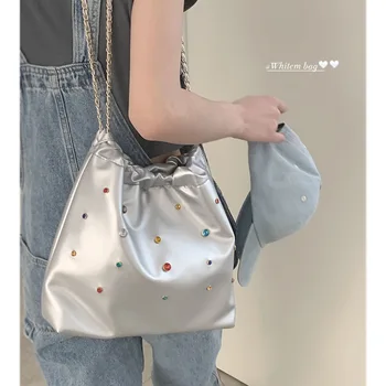 Чанта през рамо, чанта за пазаруване на веригата, модерна дамска чанта 2023, новата модерна универсална чанта-тоут, чанти за ежедневното съхранение с голям капацитет