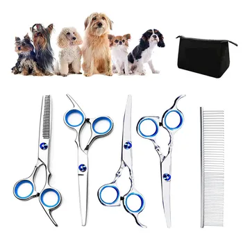 6-инчов Комплект ножици за грижа за кучето Професионален инструмент за подстригване на козината на домашни любимци Извити ножици от неръждаема стомана Ножица за подстригване на козината на котки и кучета