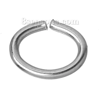 Отворени прыжковые пръстени от неръждаема стомана с Овална форма Сребрист цвят 8,0 мм (3/8 инча) x 6,0 мм (2/8 инча), 200 бр.