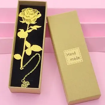 1 комплект от Златни метални маркиране, подарък за Свети Валентин С подарък предавателна кутия, Реколта Златни Розови отметки, етажерка скоба, лист от Роза, Авантюристична, студент