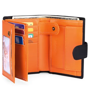 Мъжки портфейл с къс RFID кражба спирачка брава-четка и катарама от телешка кожа, мъжки портфейл, безплатна доставка, държач за карти, портфейл за монети, синьо