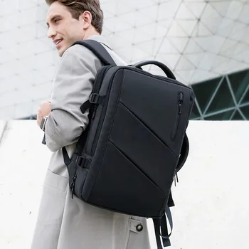 Tas punggung Laptop 15.6 inci untuk pria, tas ransel perjalanan tahan air Oxford Против Maling, sekolah USB pria