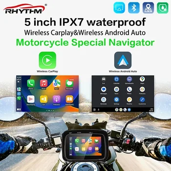 Подкрепа за 5-инчов мотоциклетни GPS, безжична CarPlay Android Auto Touch, външно водоустойчива специален преносим навигатор за мотоциклети IPX7