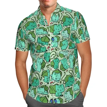 Негабаритная градинска облекло 3D Аниме Зелената Хавайска риза с къс ръкав за Мъже плажната летни дрехи 5XL ashion destgner за мъже
