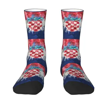 Новост, Мъжки Реколта Чорапи с Флага на Хърватия, Унисекс, Дишащи Топли Чорапи с 3D-принтом, Хърватска Патриотични Чорапи за екипажа