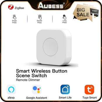 Бутон Mini Sasha ZigBee Smart Scene Switch Безжичен ключ Multi Scene Linkage Бутон, управление с едно докосване Работи с Smart Life