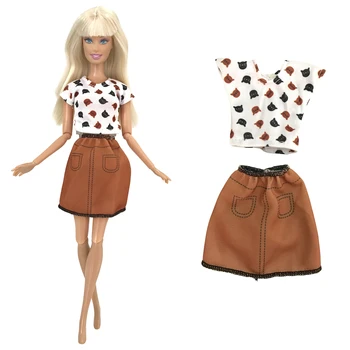 Официална рокля NK, 1 бр., риза с анимационни модел, модни дрехи за Барби кукли, пола, подарък за рожден Ден за деца, кукла 1/6 BJD