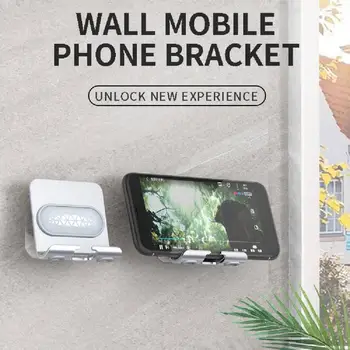 Притежател на мобилен телефон на Стената стойка за монтиране на Стена за съхранение в банята Многофункционално USB-поставка за зареждане на iPhone, Samsung, Huawei, Xiaomi