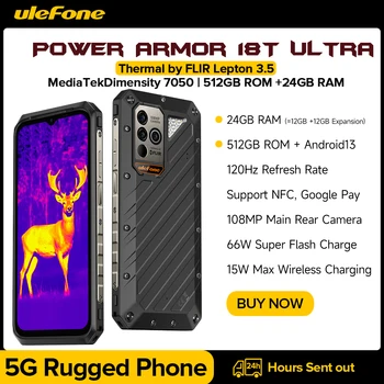 Ulefone Power Armor 18T Ultra 5G Смартфон 512 GB ROM + 24 GB оперативна памет Здрав телефон Термични камера FLIR® 6,58 