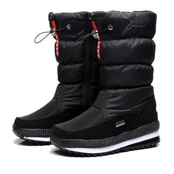 Дамски зимни обувки на платформа, водоустойчив нескользящие обувки от дебел плюш, модни дамски зимни обувки На топло меху Botas mujer